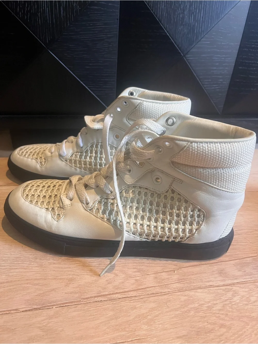 Balenciaga Women’s Woven High-Top Sneakers - Stylish Lace-Up Comfort- like new.